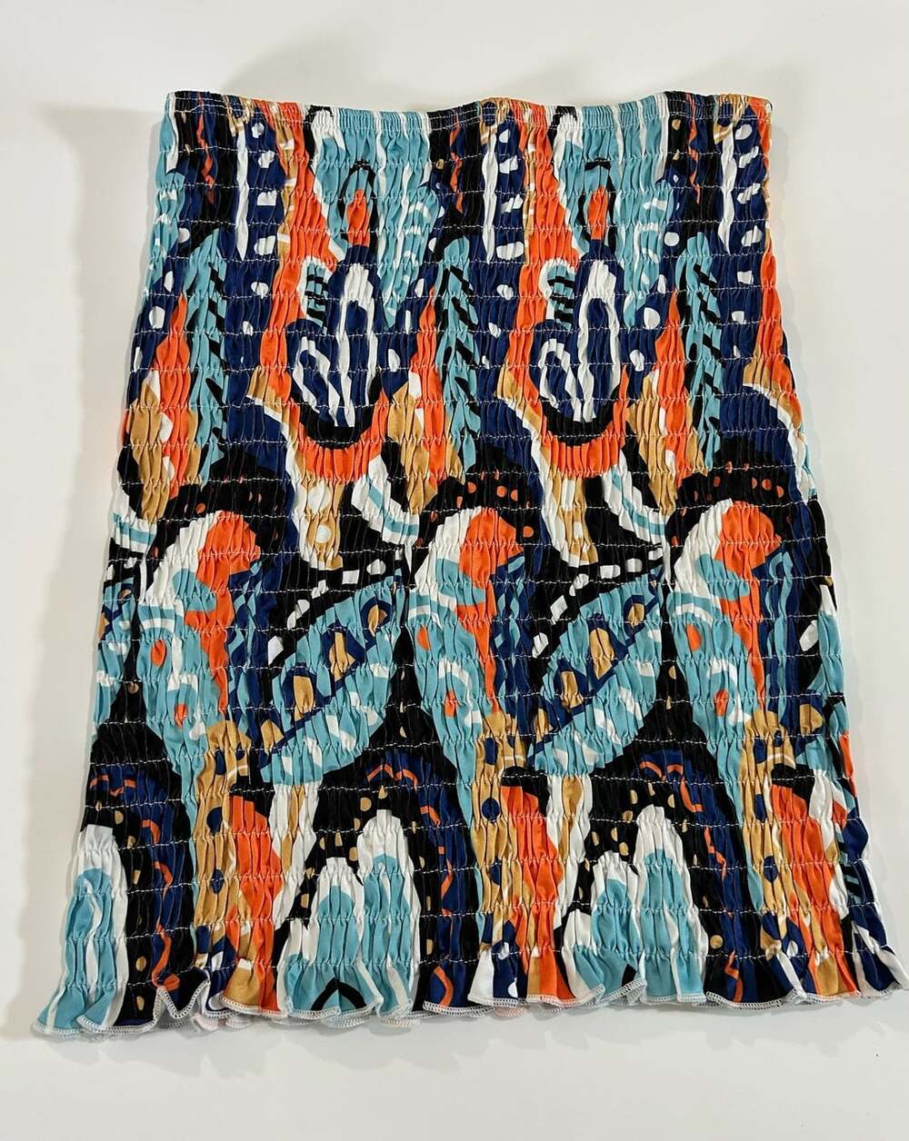 Lyaner Smocked Mini Skirt Size M Multicolor Abstract Print